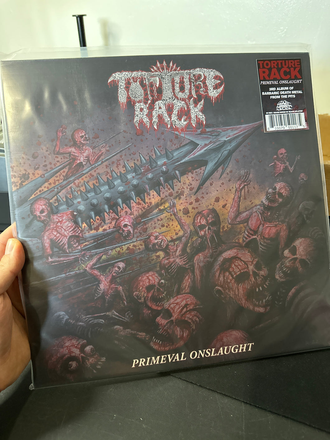 Torture Rack “Primeval Onslaught” Black/Red/Silver Splatter LP